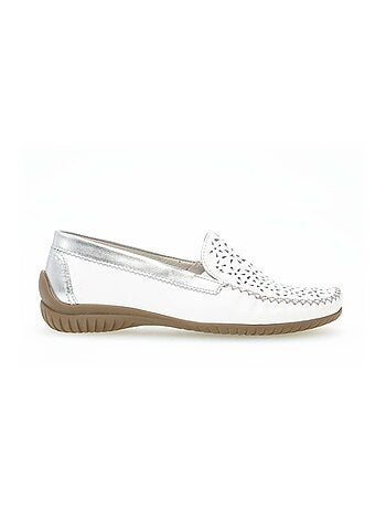 Mocassins blanc en cuir lisse