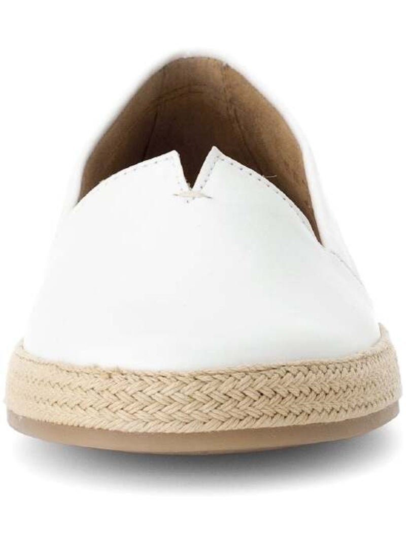 Mocassins blanc en cuir lisse Blanc - Kiabi