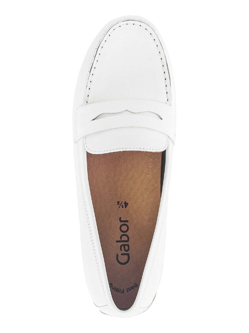 Mocassins blanc en cuir lisse Blanc - Kiabi