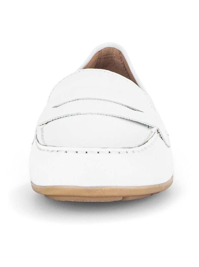 Mocassins blanc en cuir lisse Blanc - Kiabi