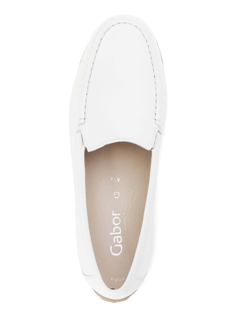Mocassins blanc en cuir lisse Blanc - Kiabi