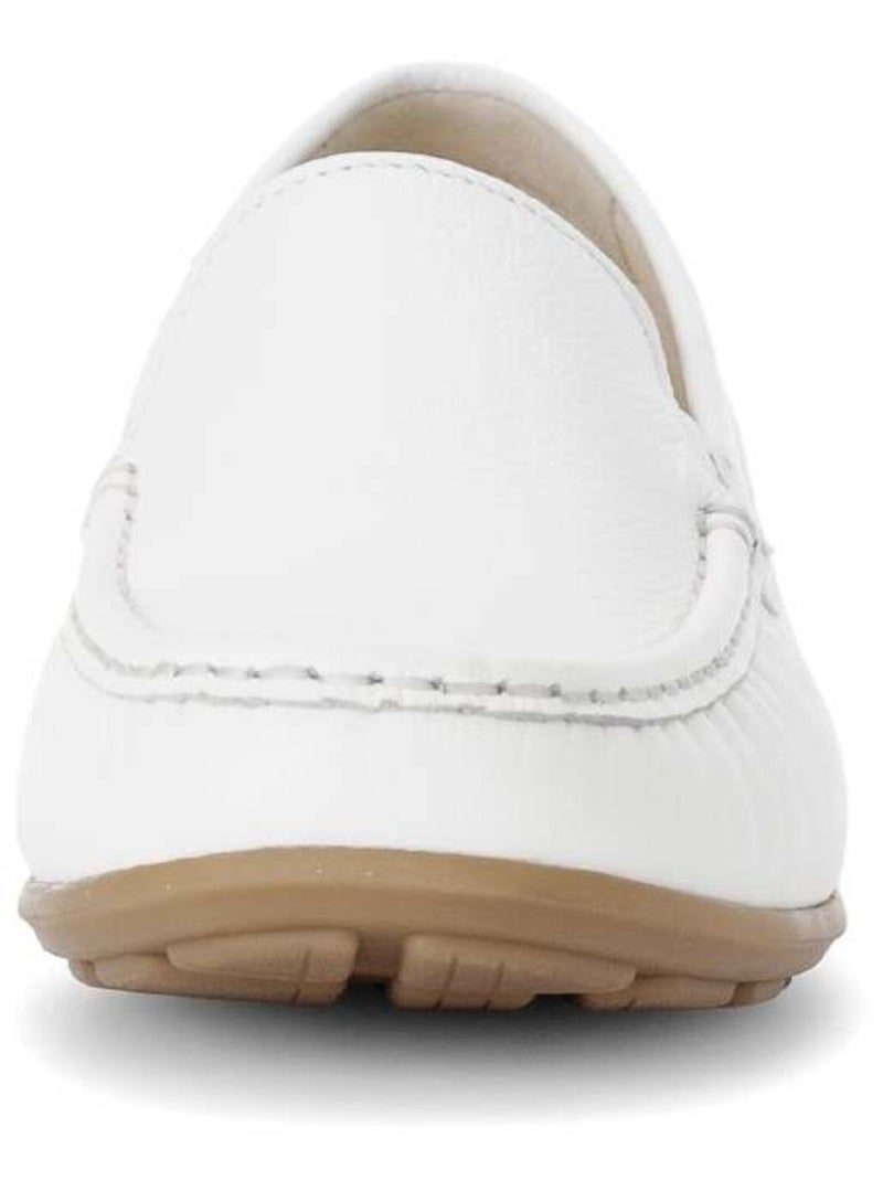 Mocassins blanc en cuir lisse Blanc - Kiabi