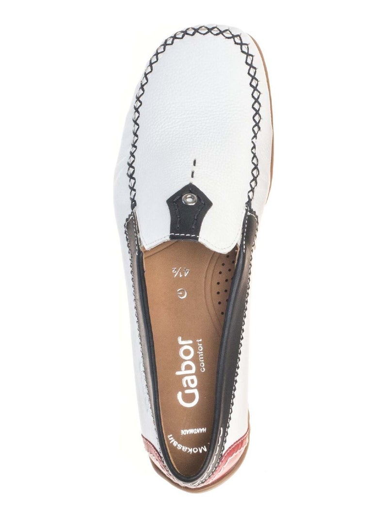 Mocassins blanc en cuir lisse Blanc - Kiabi
