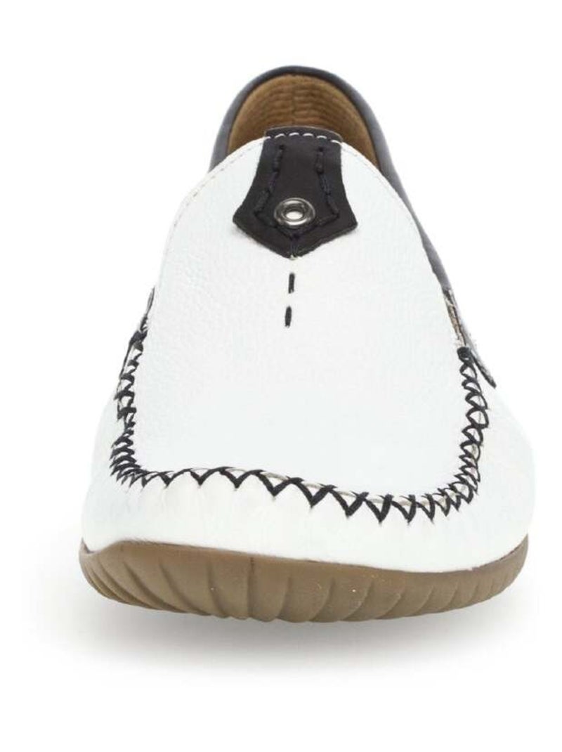 Mocassins blanc en cuir lisse Blanc - Kiabi