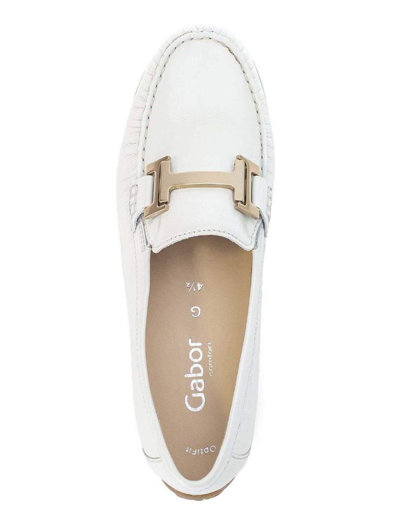 Mocassins blanc en cuir vernis Blanc - Kiabi