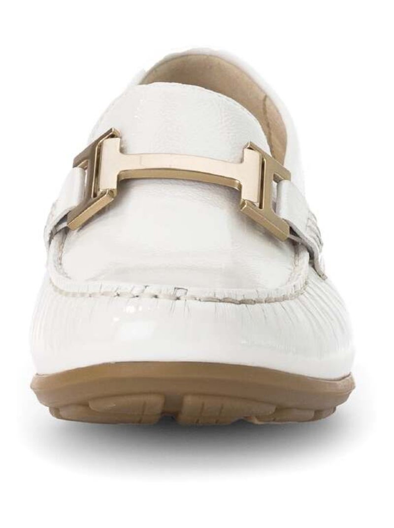 Mocassins blanc en cuir vernis Blanc - Kiabi