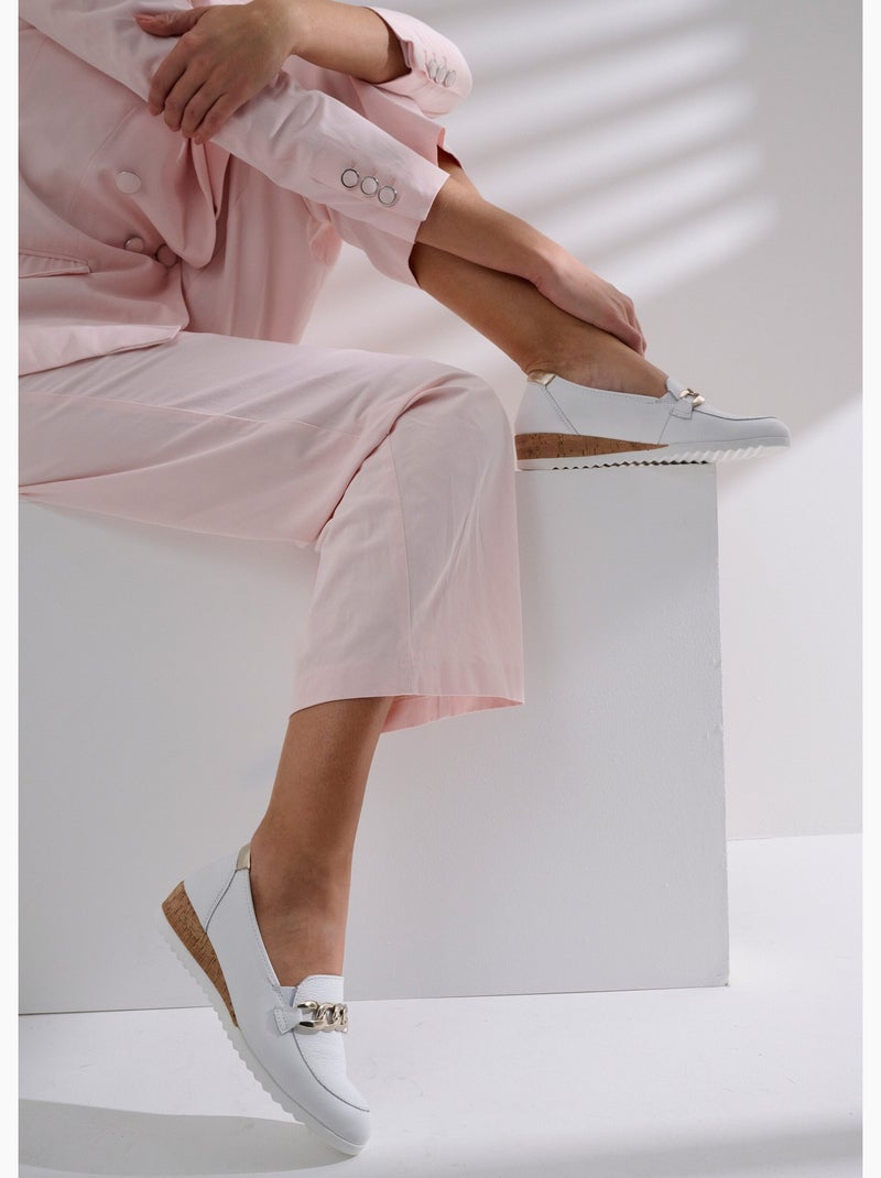 Mocassins chaîne largeur confort compensés Blanc - Kiabi