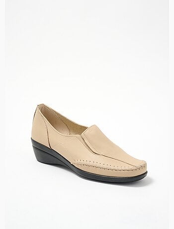 Mocassins compensés cuir grande largeur - Afibel