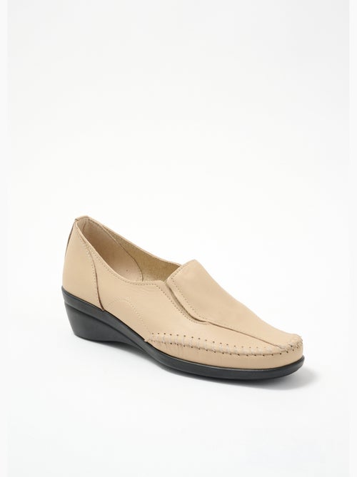Mocassins compensés cuir grande largeur - Afibel - Kiabi
