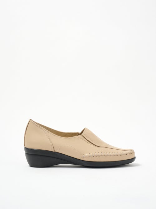 Mocassins compensés cuir grande largeur - Afibel - Kiabi