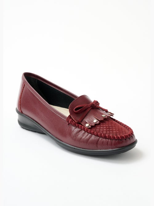 Mocassins compensés cuir patte frangée - Afibel - Kiabi