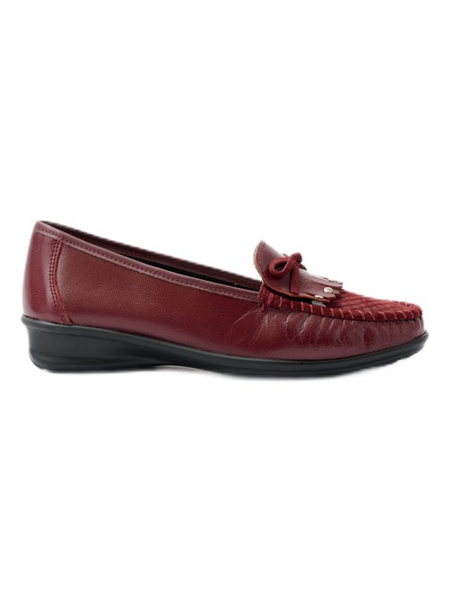 Mocassins compensés cuir patte frangée - Afibel - Kiabi
