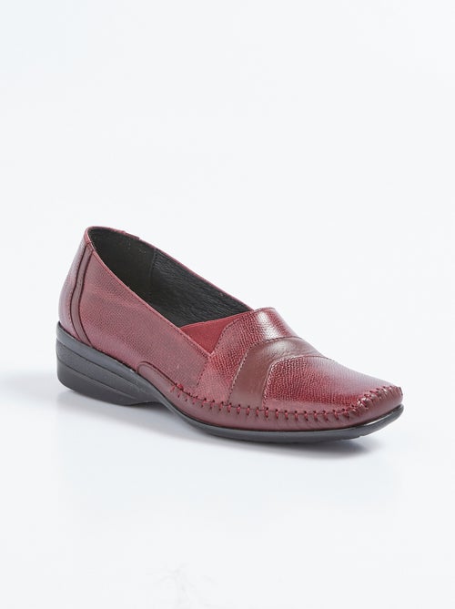 Mocassins compensés élastiqués cuir largeur confort - Afibel - Kiabi
