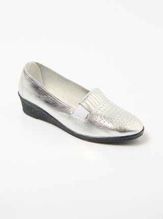 Mocassins compensés élastiqués cuir largeur confort