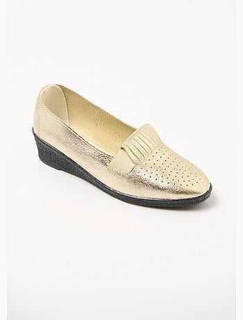 Mocassins compensés élastiqués cuir largeur confort