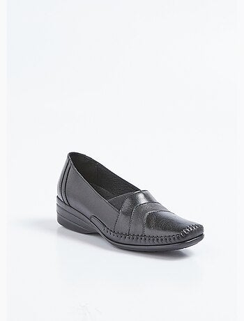 Mocassins compensés élastiqués cuir largeur confort