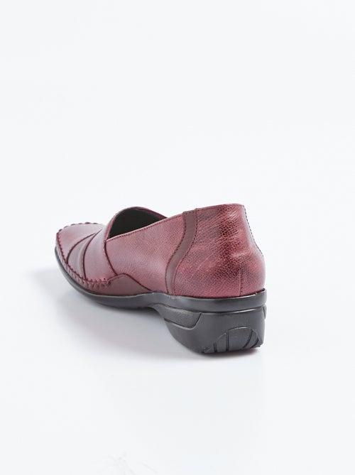 Mocassins compensés élastiqués en cuir - Afibel - Kiabi