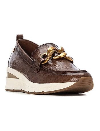 Mocassins compensés femme en verni