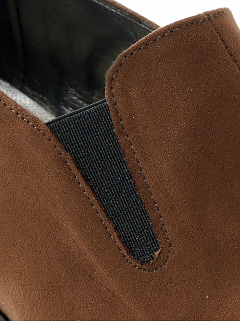 Mocassins compensés largeur confort élastiqués - Afibel Marron - Kiabi