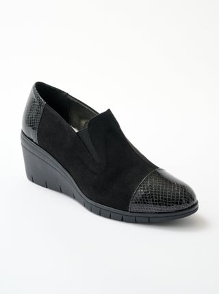 Mocassins compensés largeur confort élastiqués