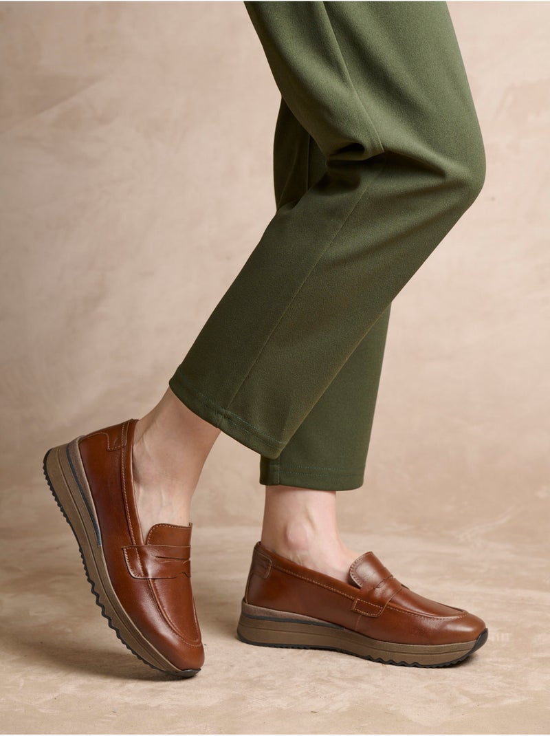 Mocassins compensés semelle amovible - PEDICONFORT Cognac - Kiabi