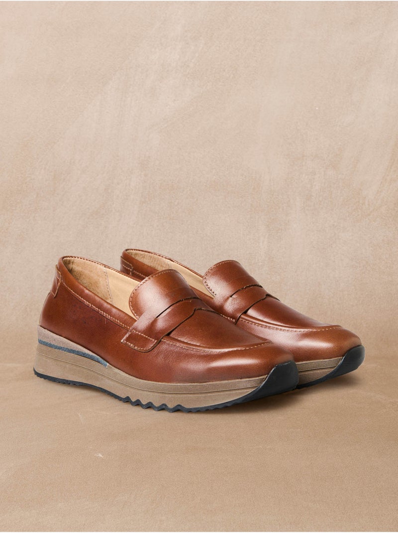 Mocassins compensés semelle amovible - PEDICONFORT Cognac - Kiabi