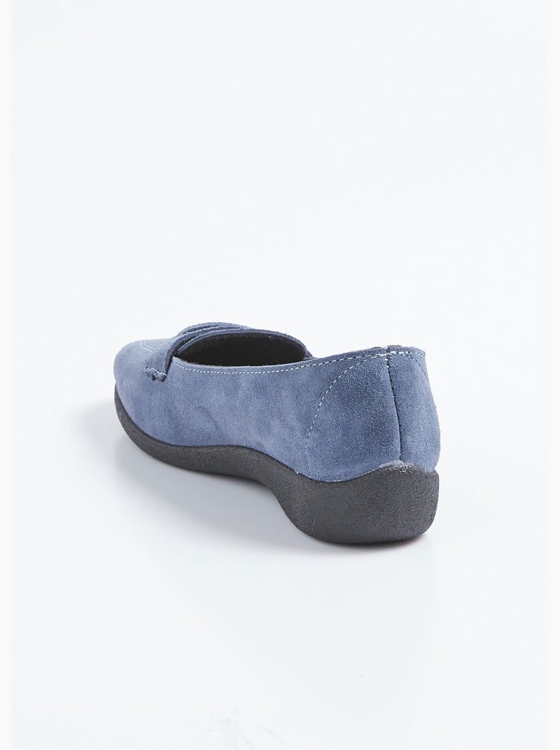 Mocassins compensés souples cuir velours - Afibel Indigo - Kiabi