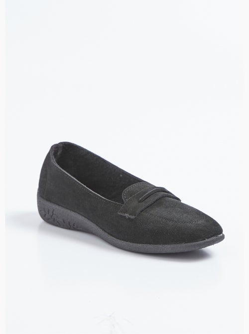 Mocassins compensés souples cuir velours - Afibel - Kiabi