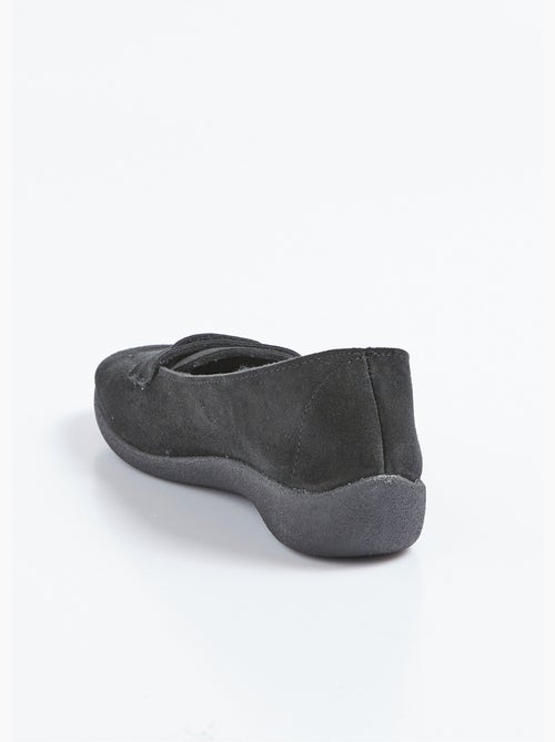 Mocassins compensés souples cuir velours - Afibel - Kiabi