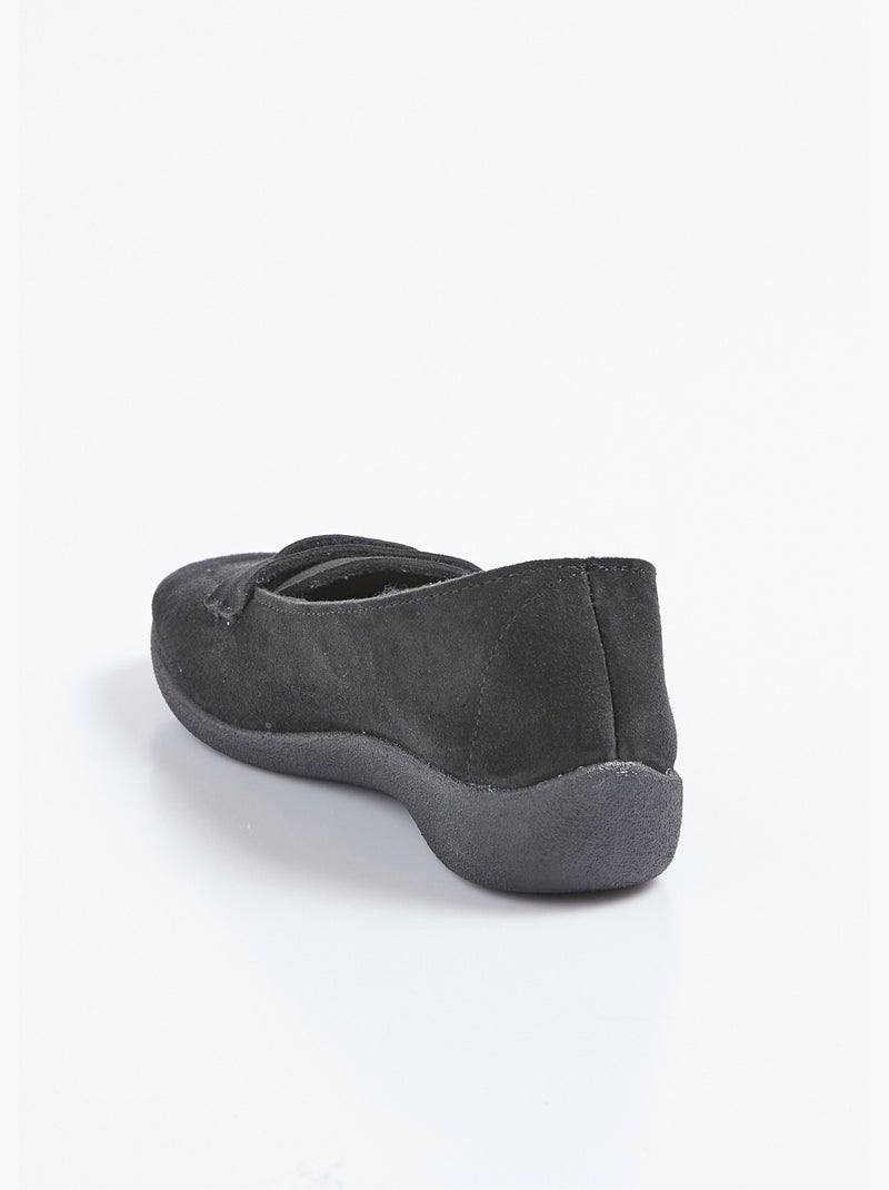 Mocassins compensés souples cuir velours - Afibel Noir - Kiabi