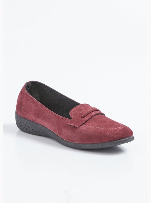 Mocassins compensés souples cuir velours - Afibel - Kiabi