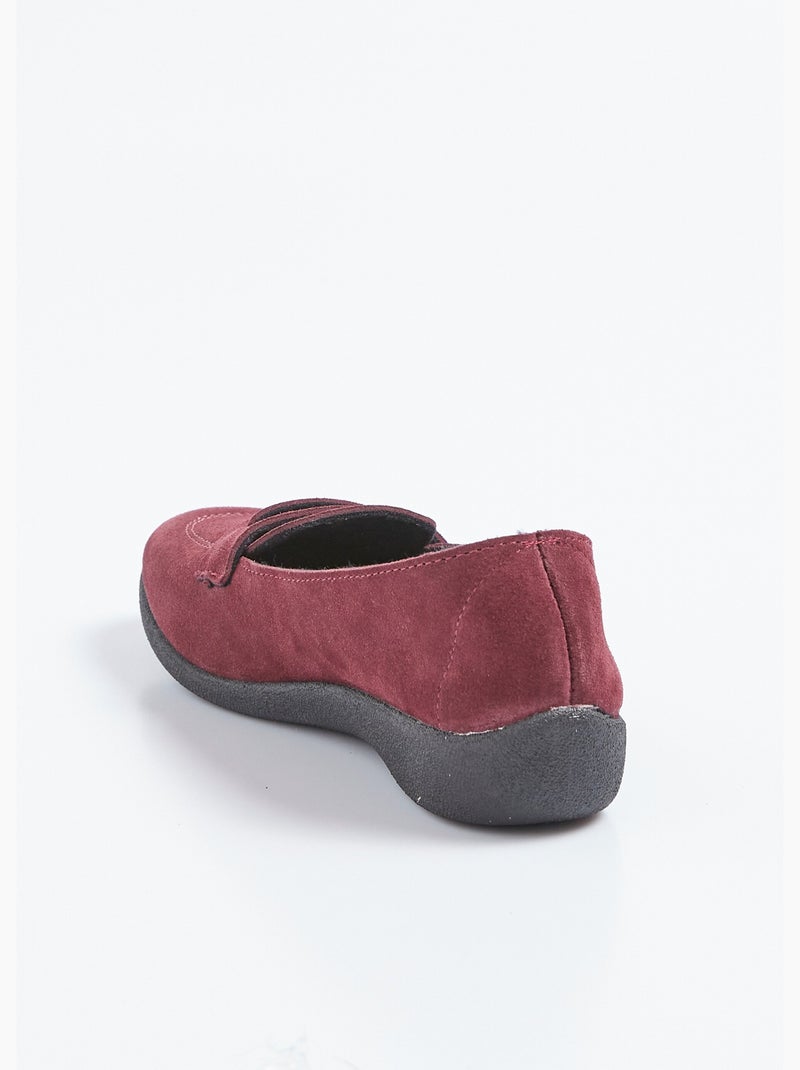 Mocassins compensés souples cuir velours - Afibel Prune - Kiabi