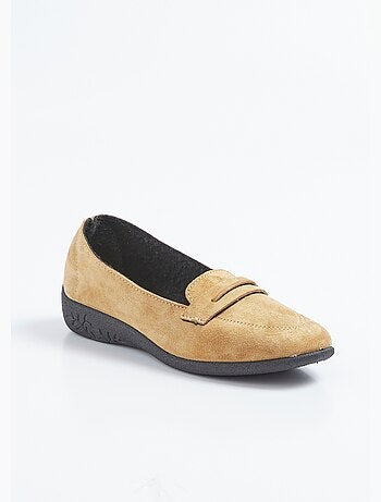 Mocassins compensés souples cuir velours