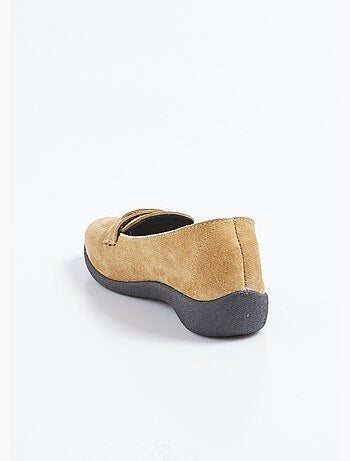 Mocassins compensés souples cuir velours