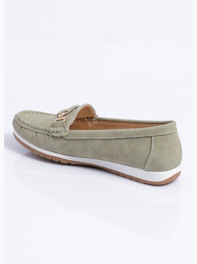 Mocassins compensés souples largeur confort - Afibel Kaki - Kiabi