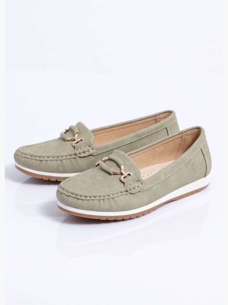 Mocassins compensés souples largeur confort - Afibel Kaki - Kiabi
