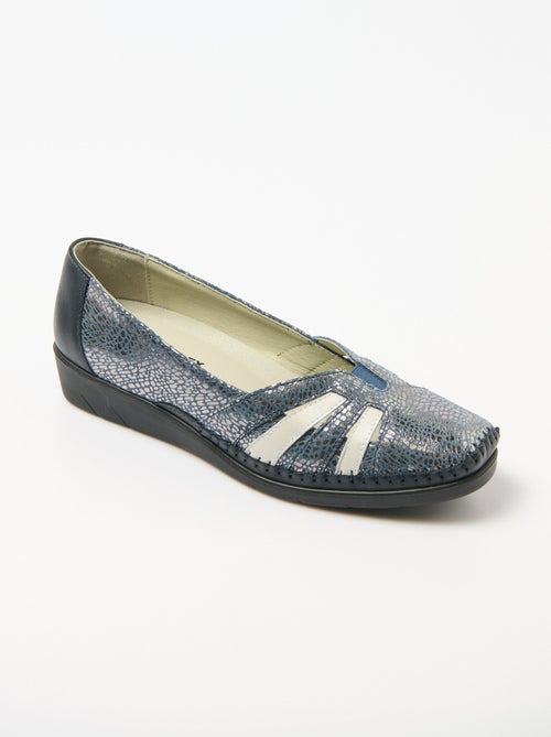 Mocassins compensés souples largeur confort cuir - Afibel - Kiabi