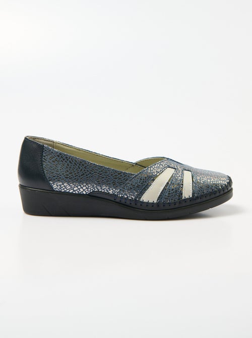 Mocassins compensés souples largeur confort cuir - Afibel - Kiabi