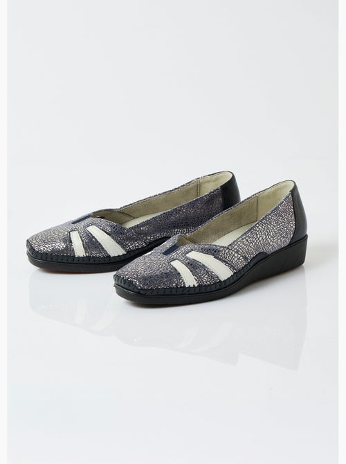 Mocassins compensés souples largeur confort cuir - Afibel - Kiabi