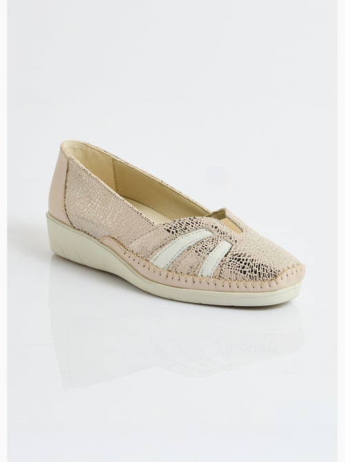 Mocassins compensés souples largeur confort cuir - Afibel - Kiabi