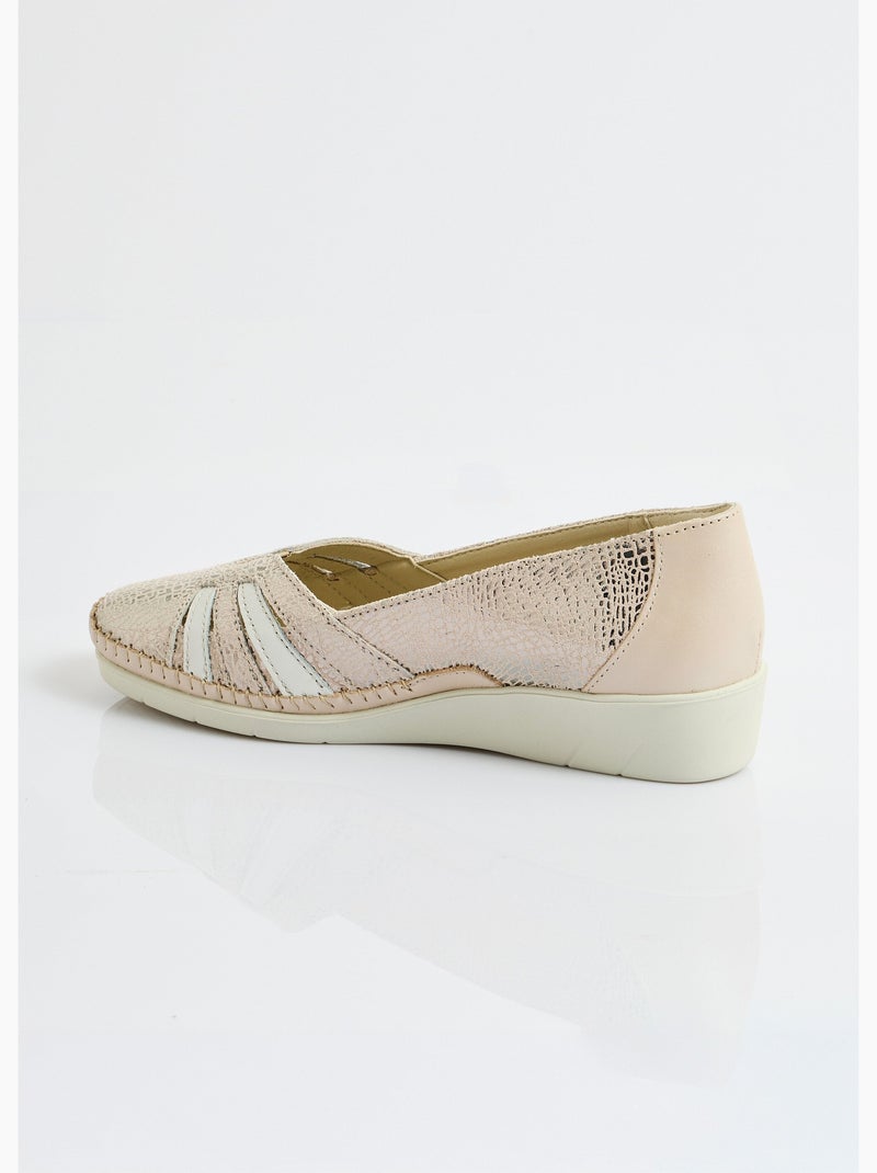 Mocassins compensés souples largeur confort cuir - Afibel Taupe - Kiabi
