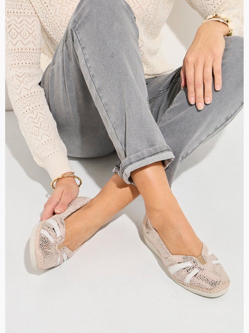 Mocassins compensés souples largeur confort cuir - Afibel - Kiabi