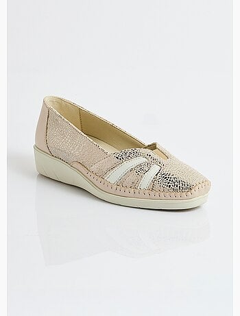 Mocassins compensés souples largeur confort cuir