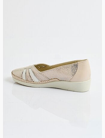 Mocassins compensés souples largeur confort cuir