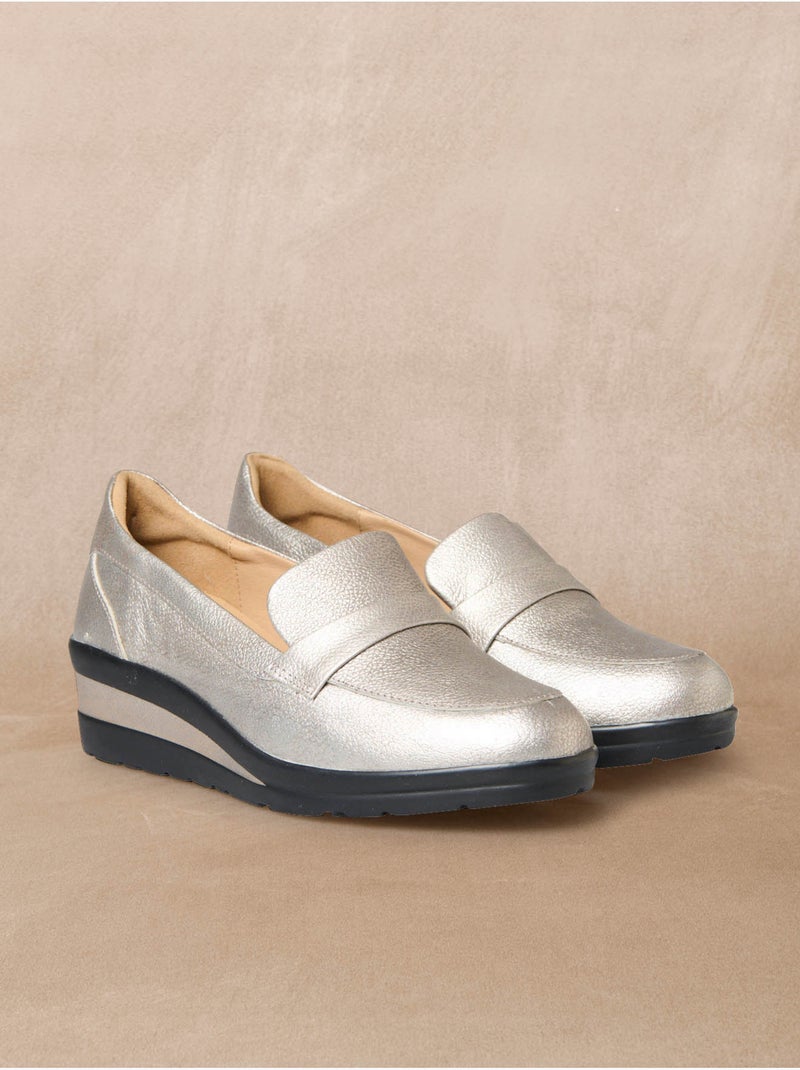 Mocassins compensés talon 4,5 cm - PEDICONFORT Doré - Kiabi