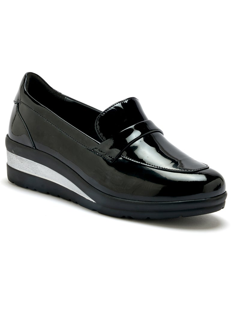 Mocassins compensés talon 4,5 cm - PEDICONFORT Noir - Kiabi