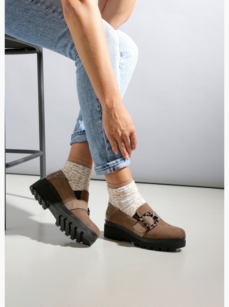 Mocassins crantés, largeur confort - Afibel Marron - Kiabi