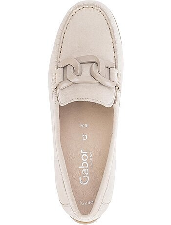 Mocassins crème en cuir nubuck