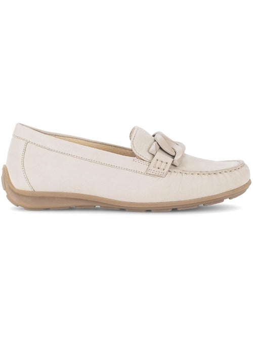 Mocassins crème en cuir nubuck - Kiabi