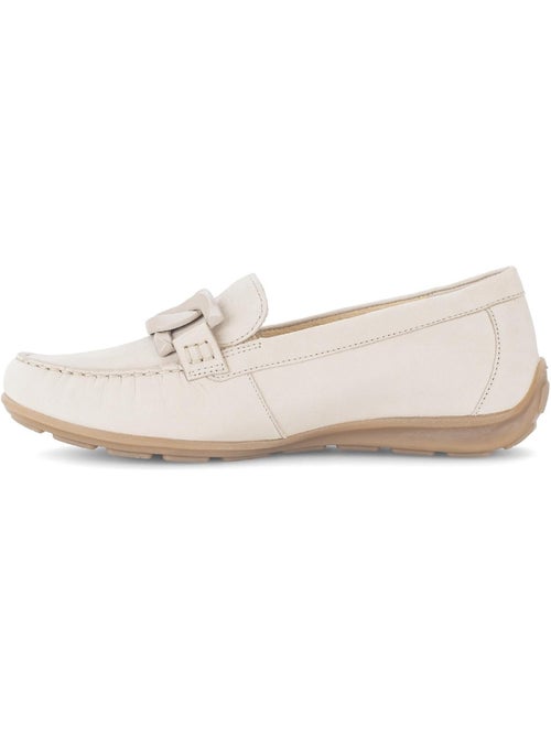 Mocassins crème en cuir nubuck - Kiabi